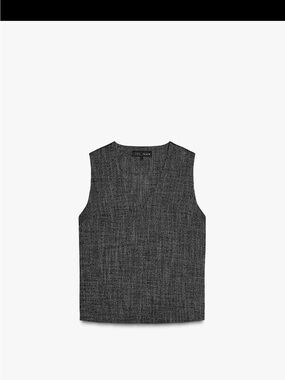 Zara Gray Tweed Sleeveless Blouse